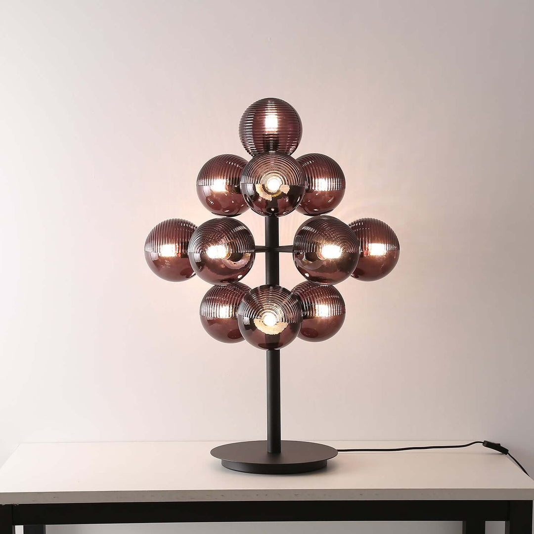 Decorative Grape Table Lamp with Black Iron & Glass