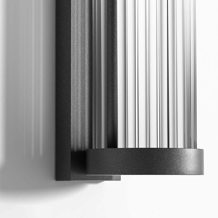 Cylindrical Metal & Glass Outdoor Solar Lamp