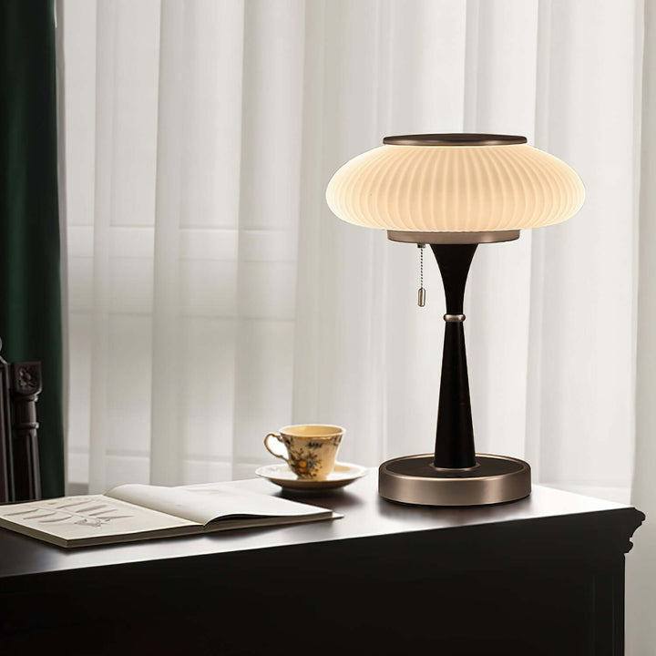 Elegant Mushroom Table Lamp with Wooden Base