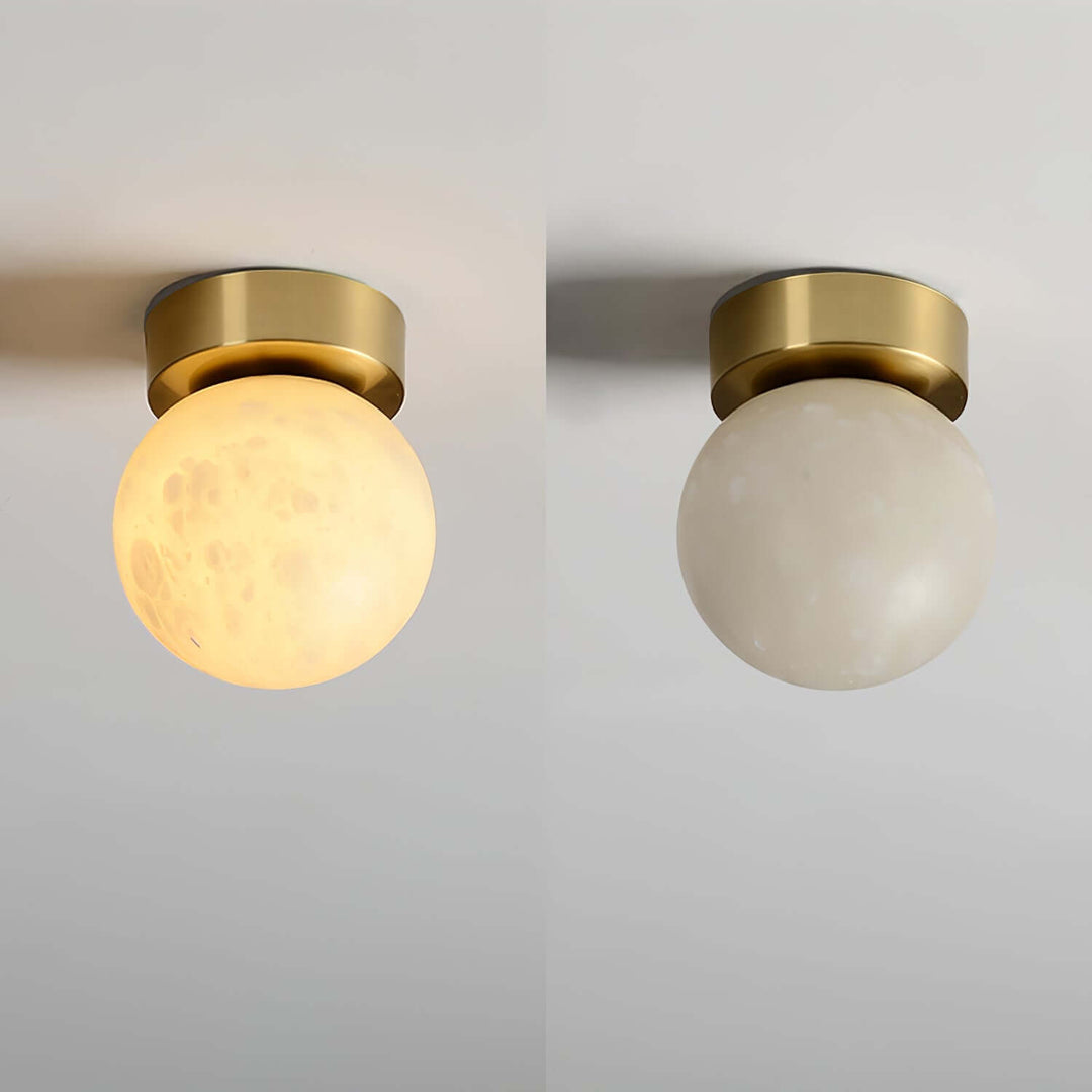 Alabaster Globe Ceiling Light with Brass Detailing