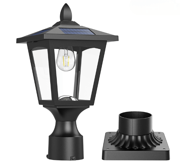 Outdoor Black Metal Lantern Post Light - IP44 Weatherproof