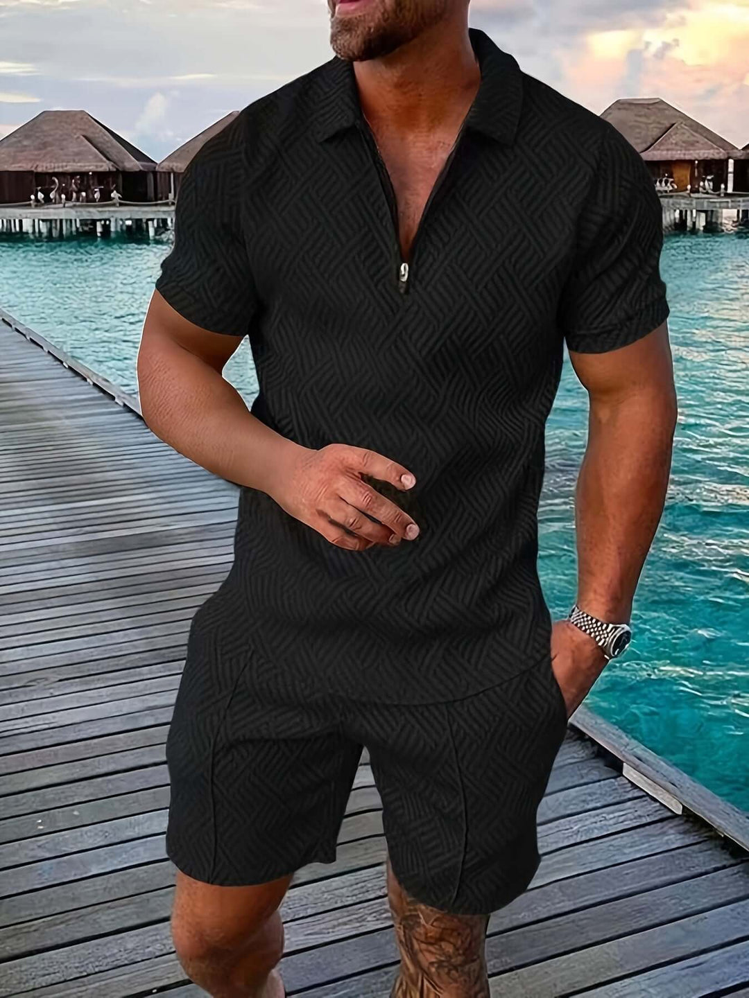 Men's Geometric Print Summer Set