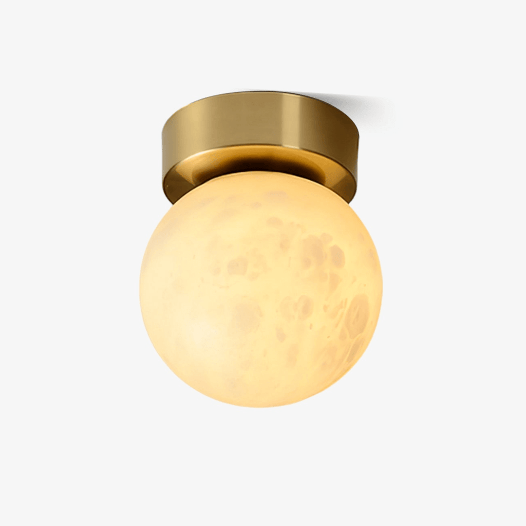 Alabaster Globe Ceiling Light with Brass Detailing
