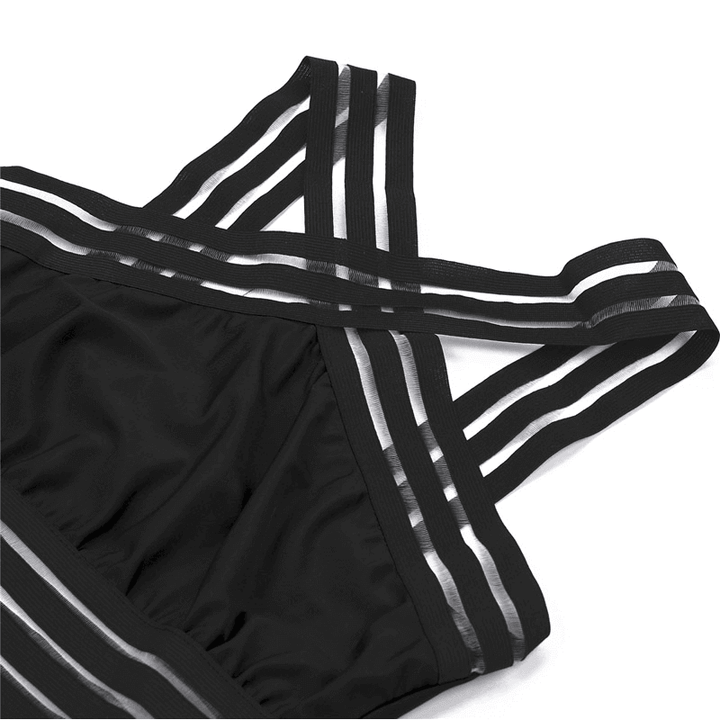 Striped Mesh One-Piece Swimsuit