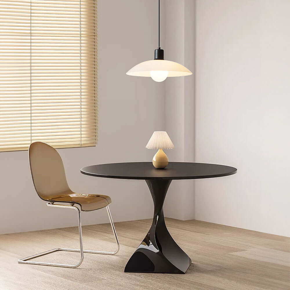 Modern White Glass Disc Pendant Light Fixture