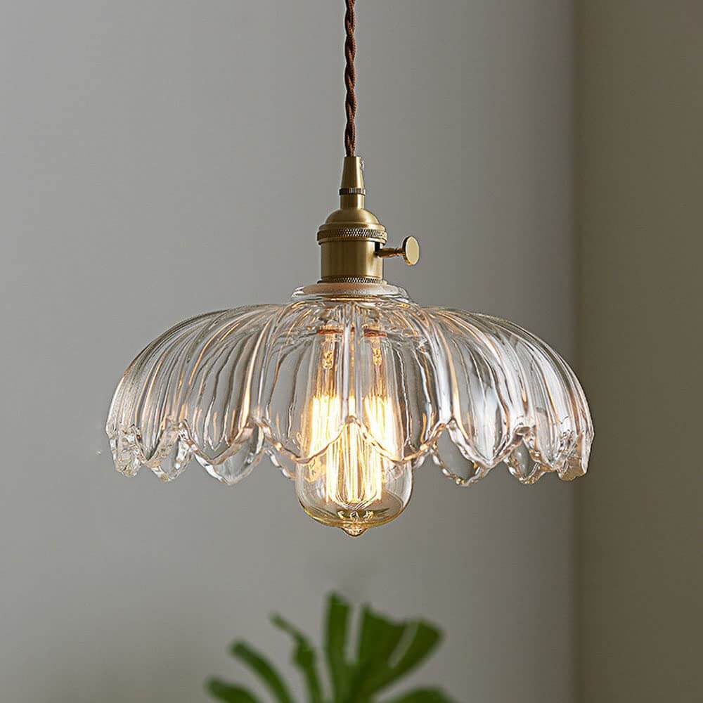 Vintage Glazed Floral Hanging Lamp