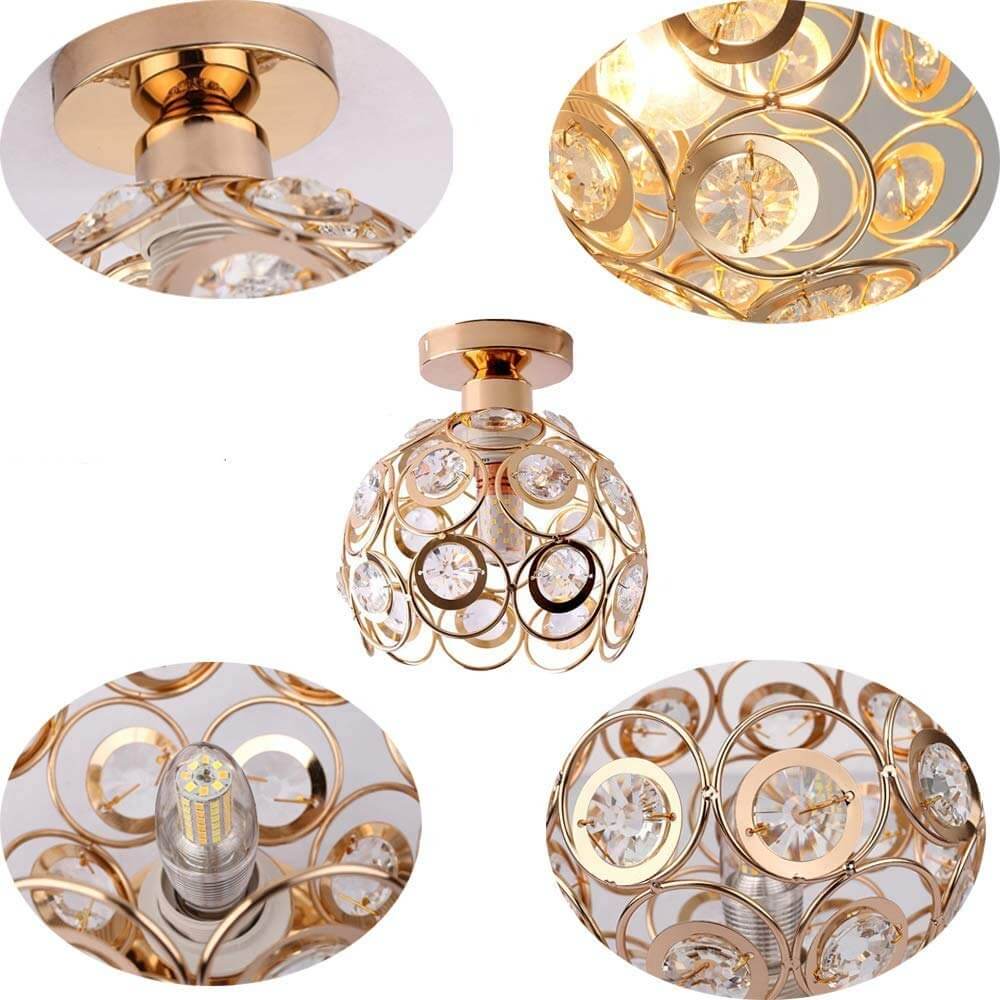 Luxury Gold Crystal Ball Ceiling Light Fixture