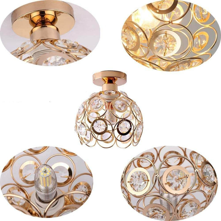Luxury Gold Crystal Ball Ceiling Light Fixture