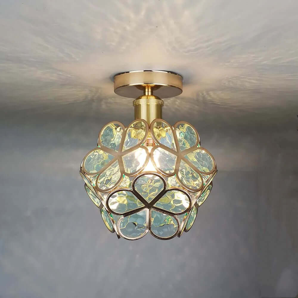 Floral Glass Ceiling Light Fixture for Hallway
