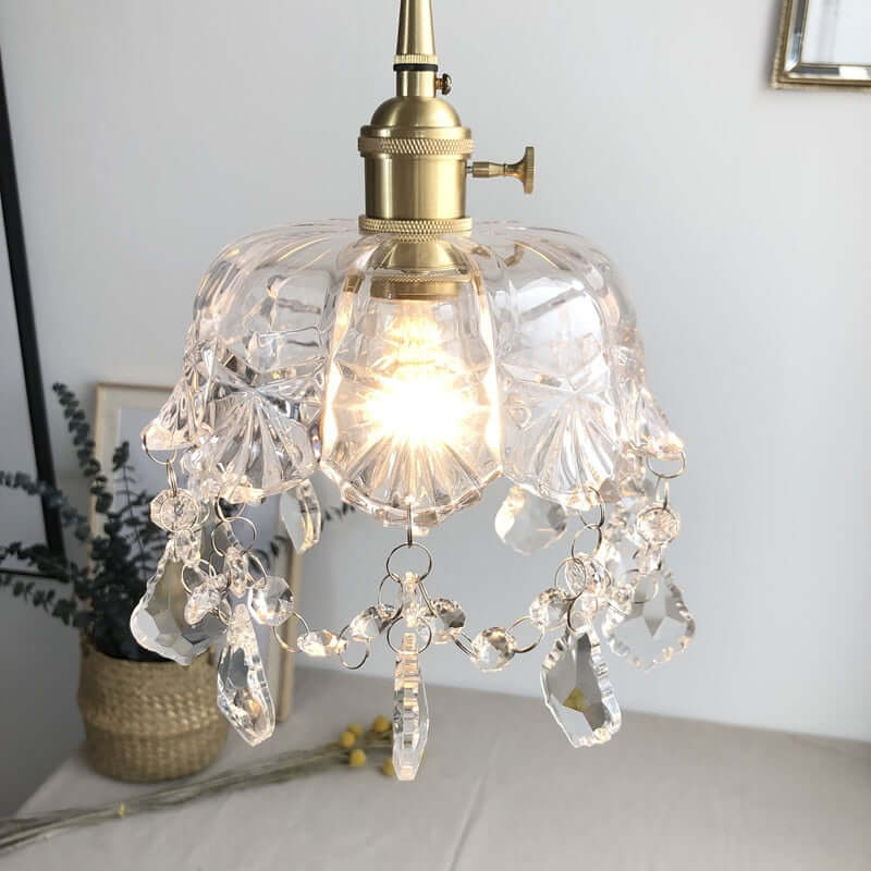Crystal Glass Pendant Lamp - Elegant Transparent Design