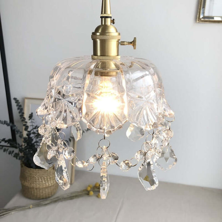 Crystal Glass Pendant Lamp - Elegant Transparent Design