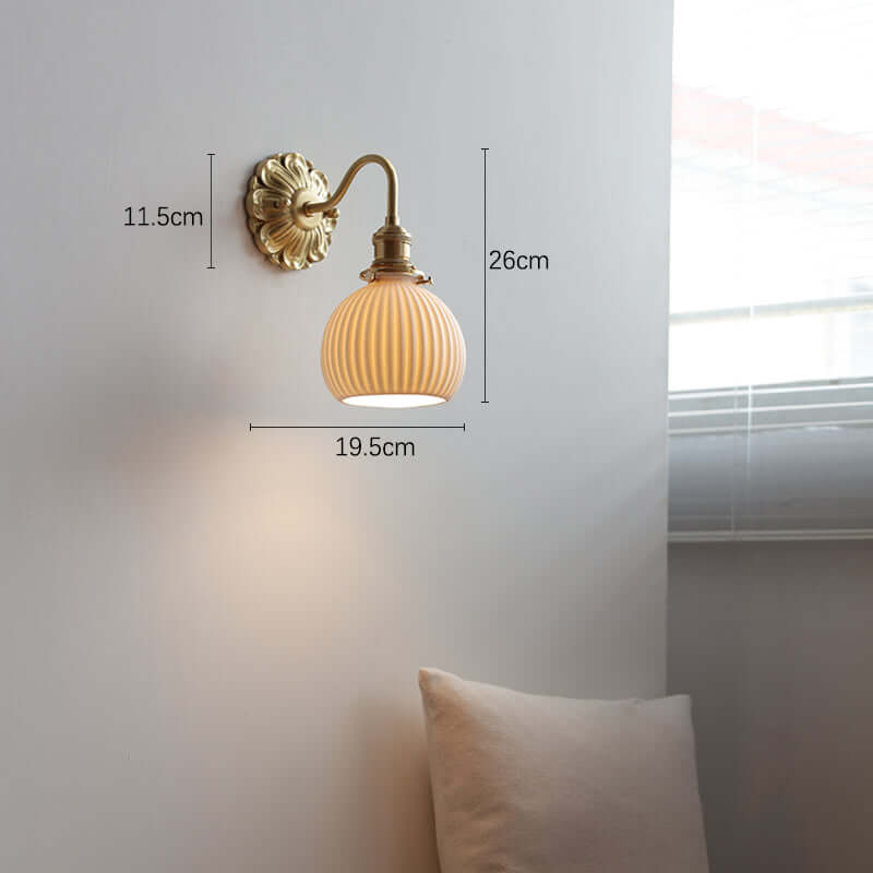 Ceramic & Brass Wall Sconce Light Fixture