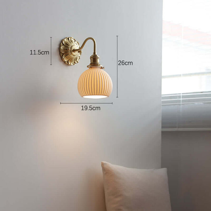 Ceramic & Brass Wall Sconce Light Fixture