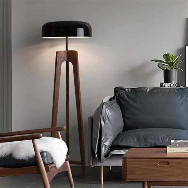Modern Bamboo LED Floor Lamp with Wood Accents