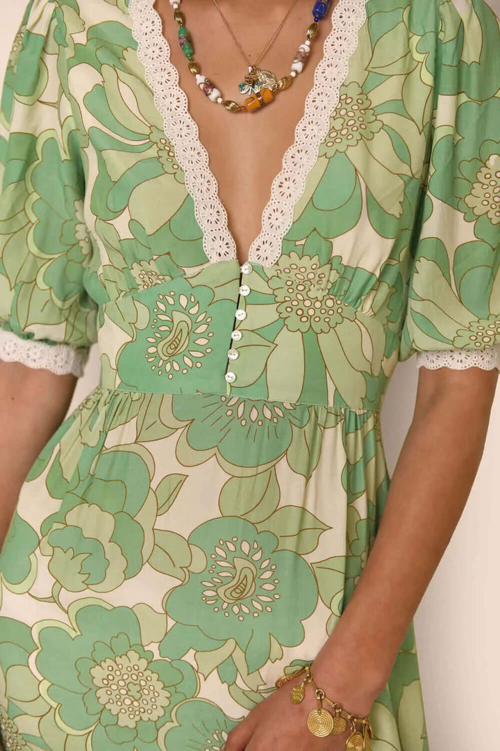 Summer V-Neck Midi Dress