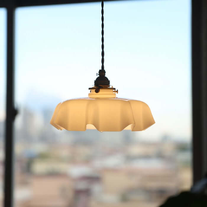 Retro Floral Glass Hanging Lamp 25cm