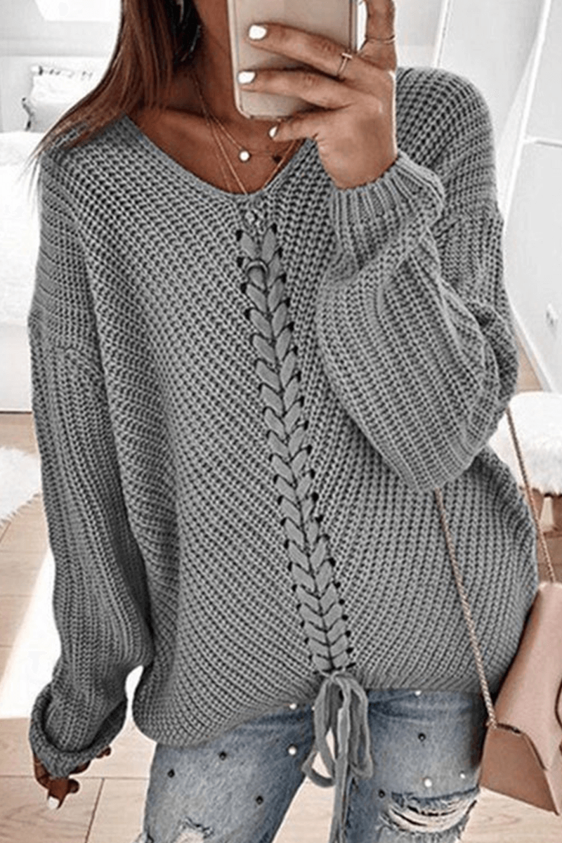 Women's Braided Detail Relaxed Fit Sweater