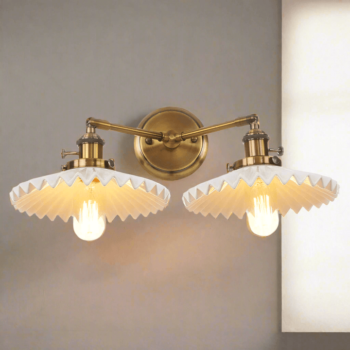 Antique Gold Double Head Ceramic Wall Sconce