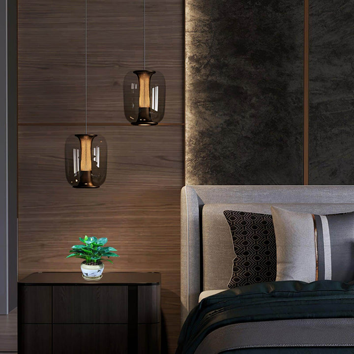 Modern Glass Pendant Light Fixture, 16cm, Integrated LED