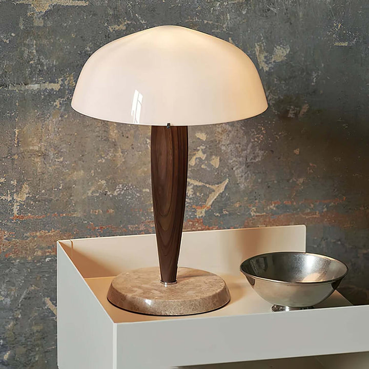 Elegant Glass & Wood Table Lamp