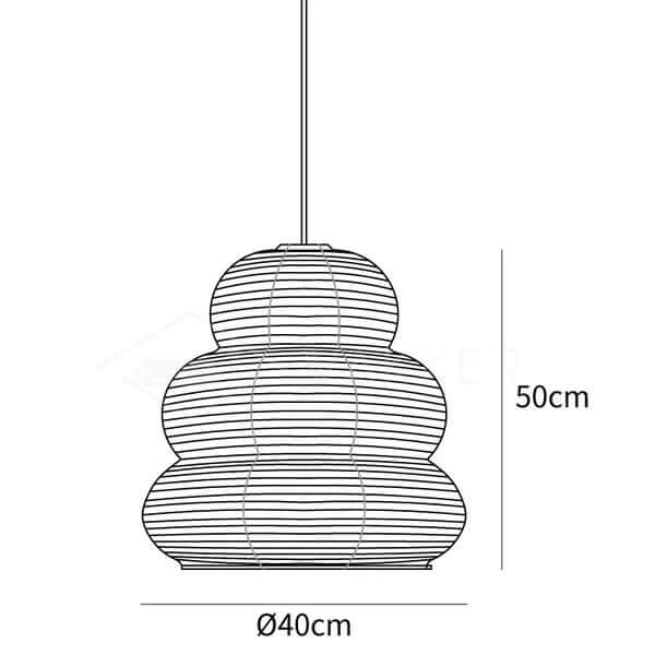 Round Pendant Light Fixture, 40cm Natural Paper Shade