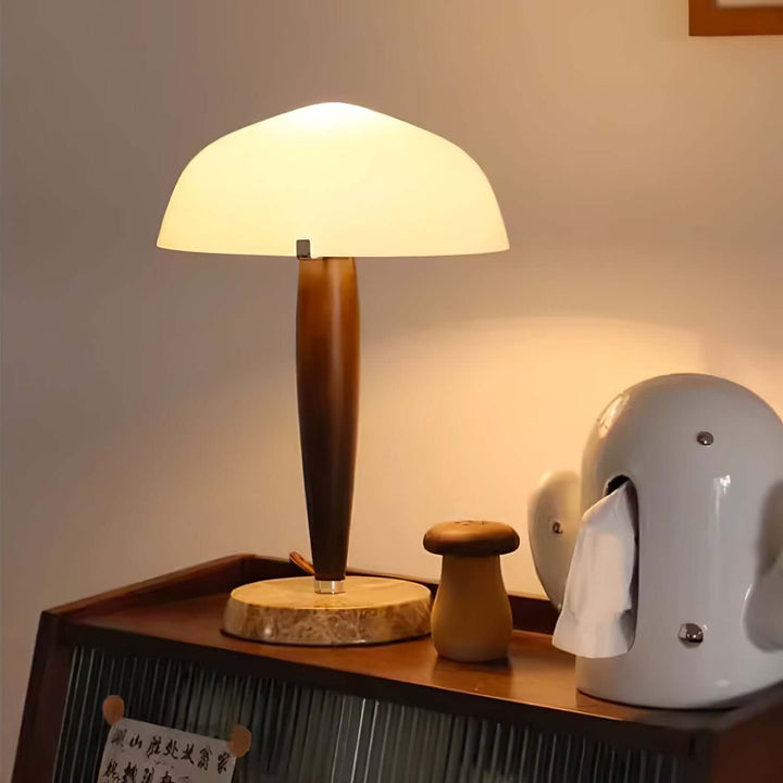 Elegant Glass & Wood Table Lamp