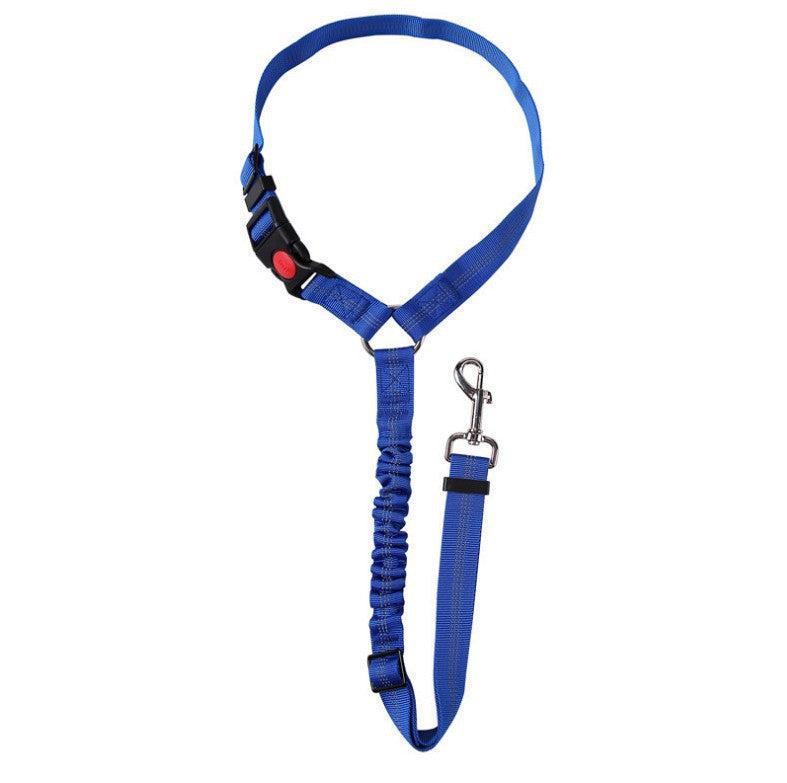 "Adjustable dog car seat belt providing safety, comfort, and tangle-free movement during car rides, easy to install."