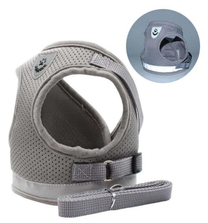 Pet supplies: adjustable, reflective cat harness and leash for outdoor safety.