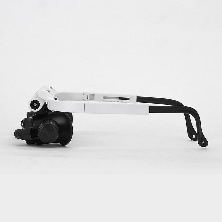 Adjustable LED magnifying visor; an essential precision tool for electronics repair, crafting aid & hobbies.