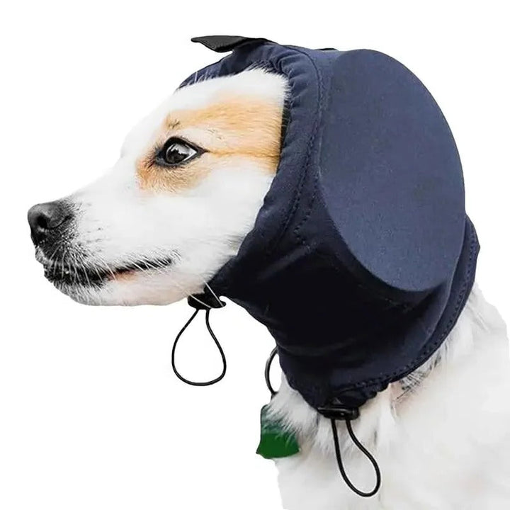 Canine ear protection earmuffs, ideal for stress relief in dogs during fireworks, thunderstorms, or noisy travel.
