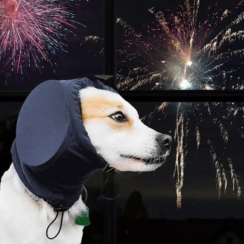 Adjustable dog noise reduction earmuffs, ensuring a secure fit for canine ear protection and ultimate pet safety.