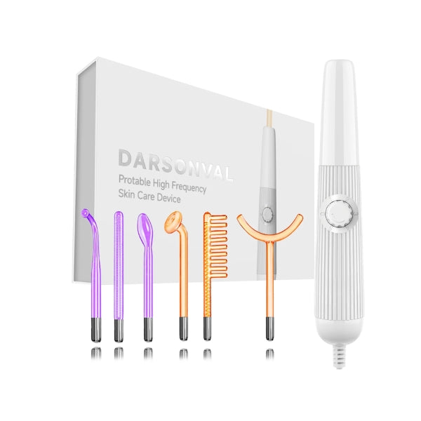 "Advanced high-frequency facial and hair therapy device with neon wands for anti-aging, acne reduction, and scalp stimulation