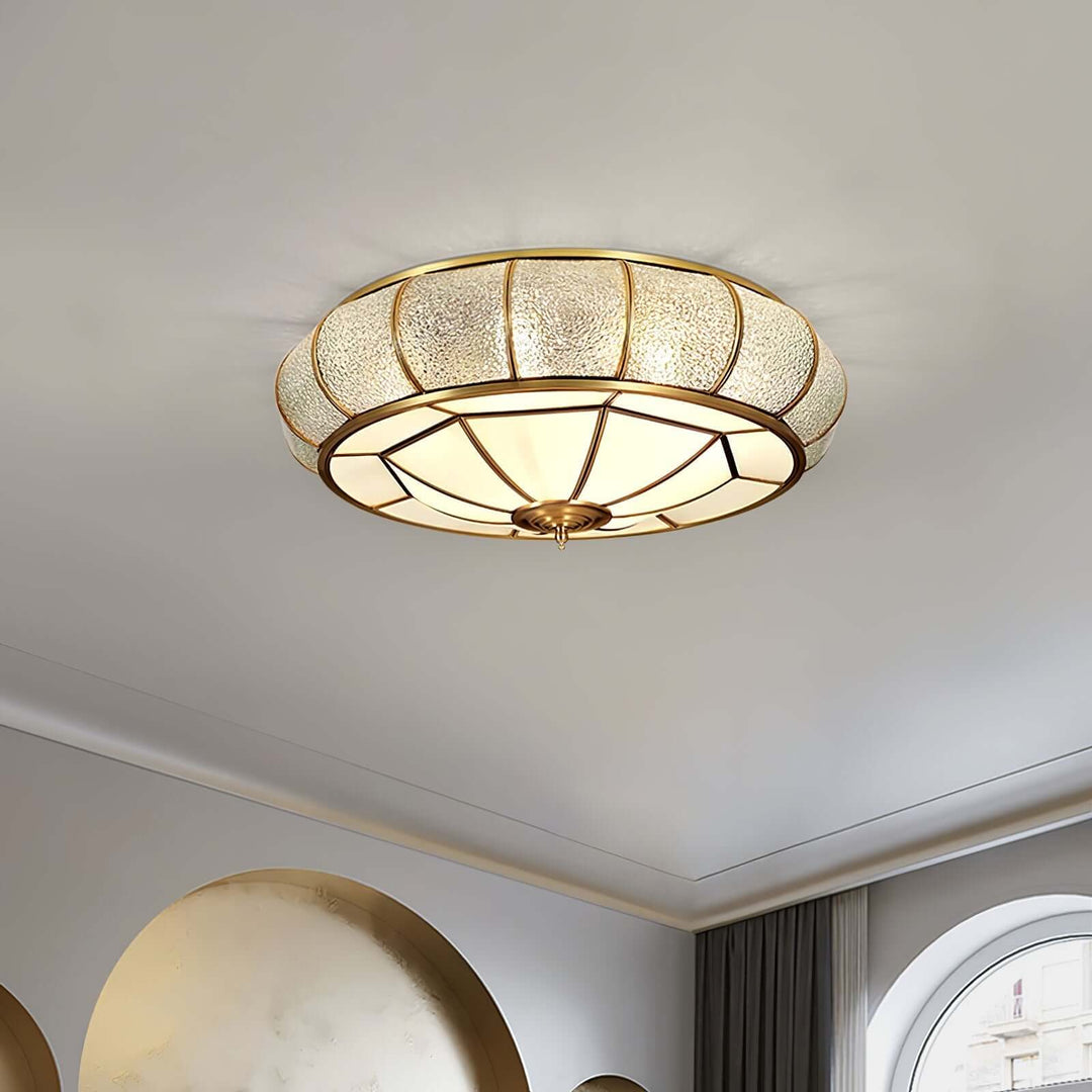 Round Textured Glass Ceiling Light Fixture