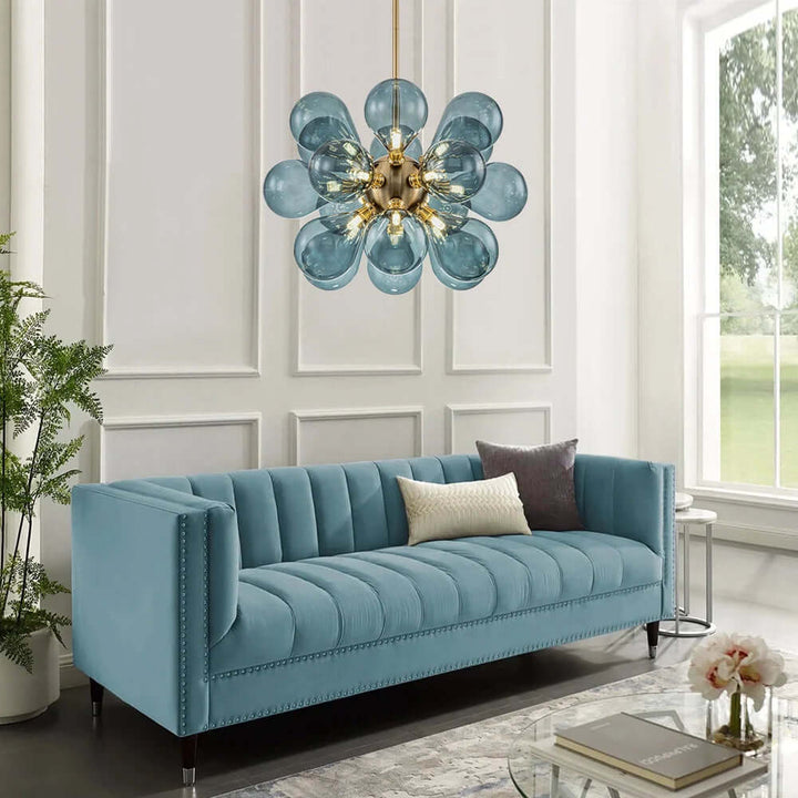 Blue Glass Bubble Chandelier 65cm