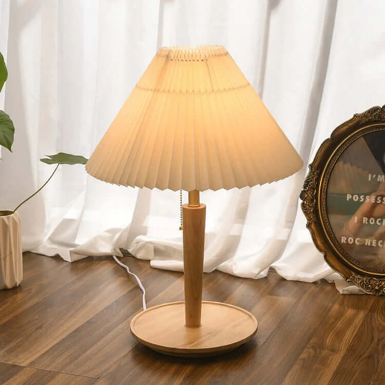 Pleated Wood Table Lamp