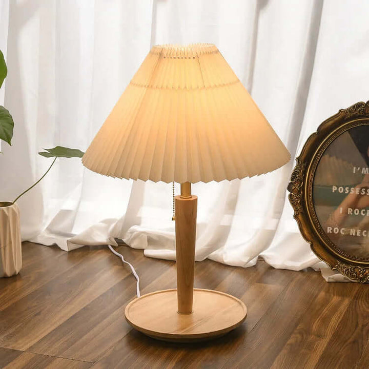 Pleated Wood Table Lamp