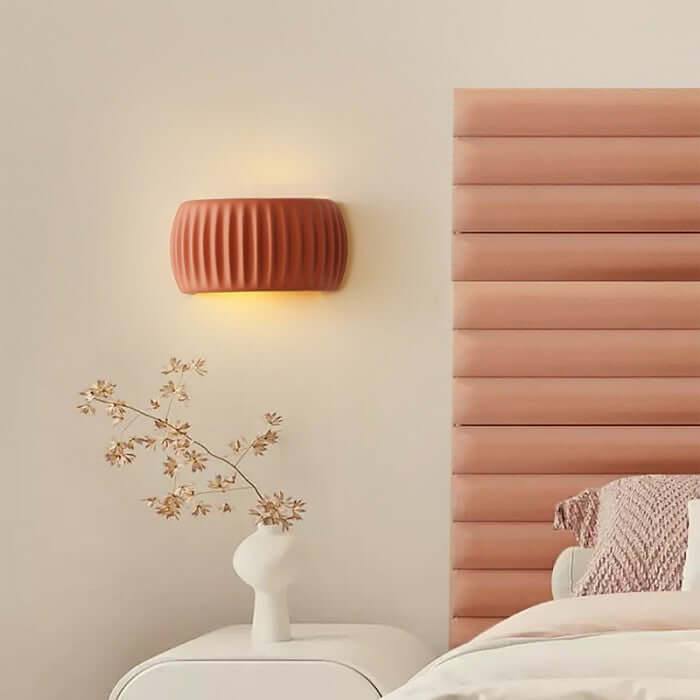 Ribbed Resin Wall Sconce - Art Deco Style