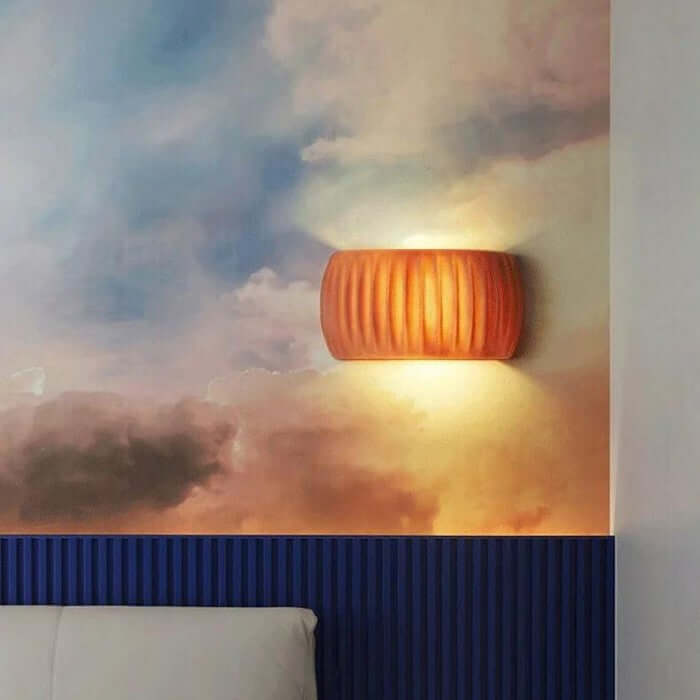 Ribbed Resin Wall Sconce - Art Deco Style