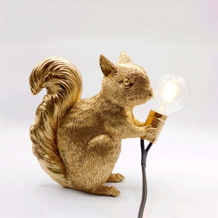 Cute Squirrel Resin Table Lamp with LED Bulb