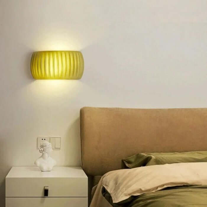 Ribbed Resin Wall Sconce - Art Deco Style