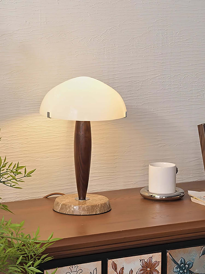 Elegant Glass & Wood Table Lamp