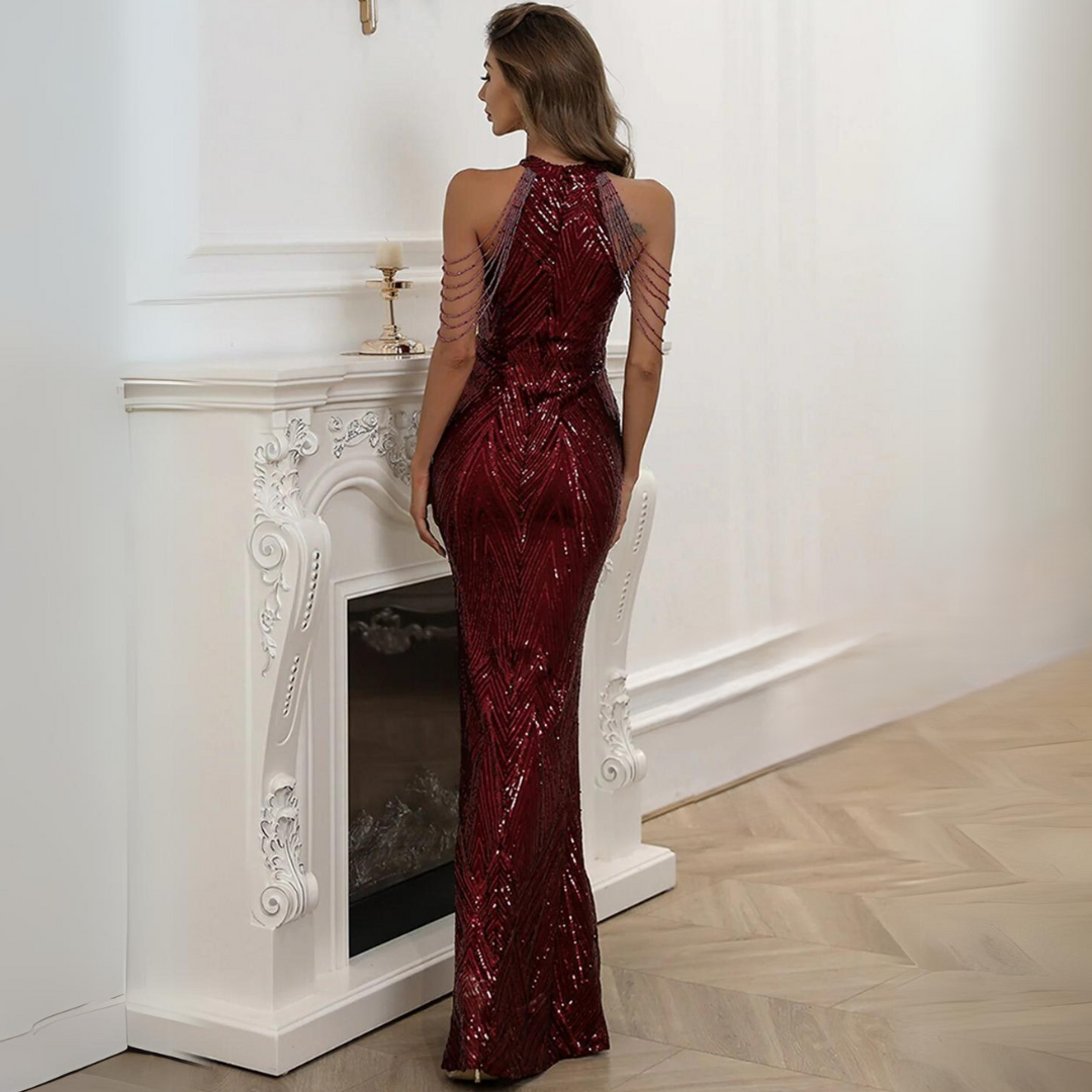 Elegant women's sequin mermaid formal dress. Glamorous Ariane ball gown for proms, galas, and special occasions.