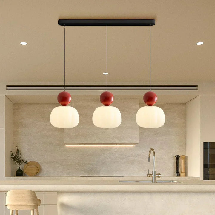Art Deco Cream Pendant Light with Bauhaus design, featuring a high-quality metal frame and warm glow for elegant home lighting.