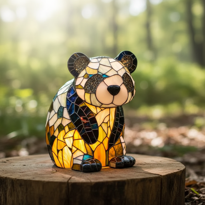 Artistic animal table lamp with stained glass, perfect for unique home decor and ambient lighting.