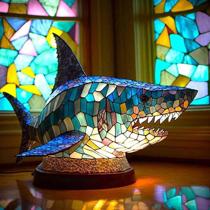Artistic stained glass animal table lamp, unique gift idea for distinctive home decor.