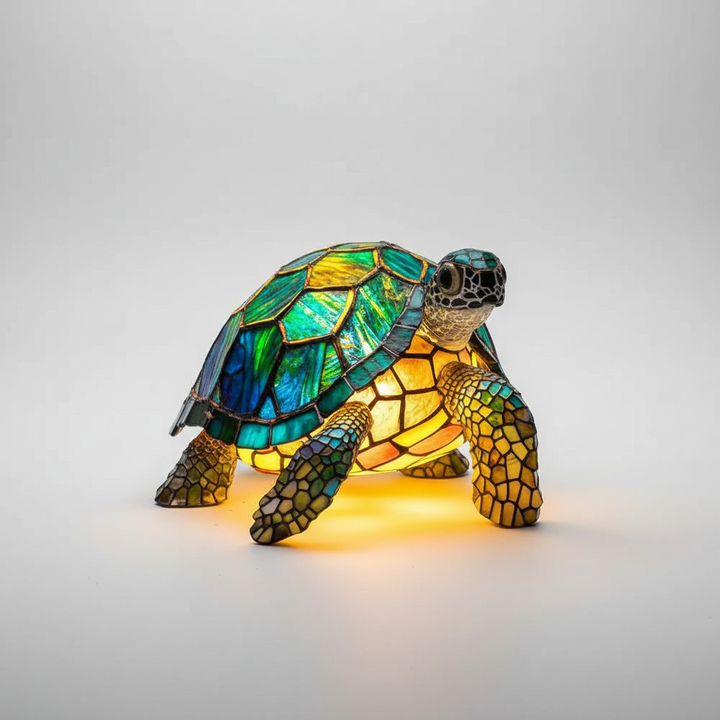 Unique animal table lamp, artistic stained glass decor for a cozy and ambient home atmosphere.
