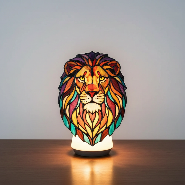 Stained glass animal table lamp, artistic and decorative for ambient lighting in any home space.