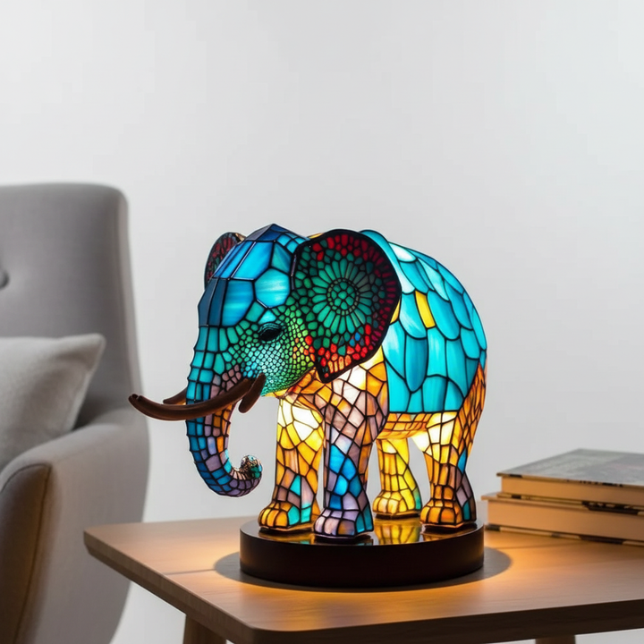 Artistic animal lamp, stained glass home decor, a unique gift delivering beautiful ambient light.