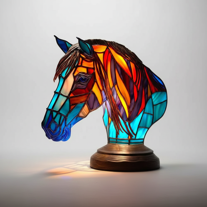 Animal lamp, artistic stained glass design. Unique home decor providing beautiful ambient lighting.
