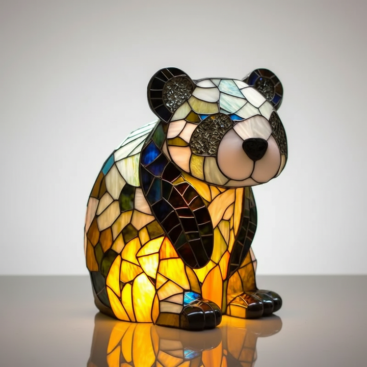 Stained glass animal lamp, a decorative and artistic lighting piece for living room ambiance.